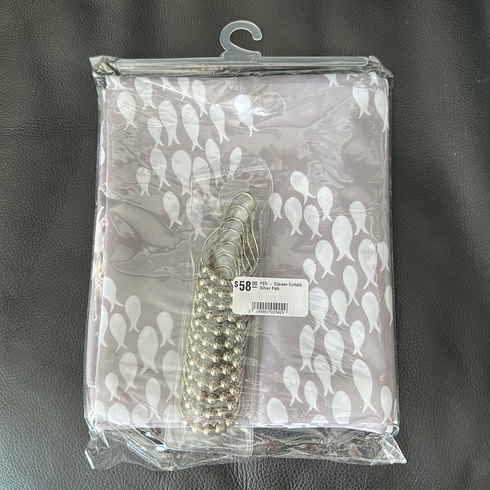 NWT Fighting Eel Silver Fish Shower Curtain